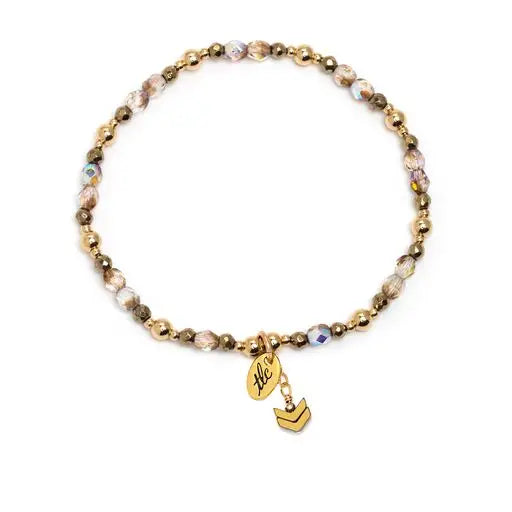 TLC Czech Glass & Gold Design Stretch Bracelet