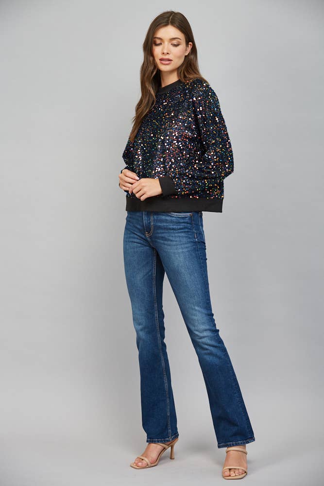 Sequin Round Neck Top
