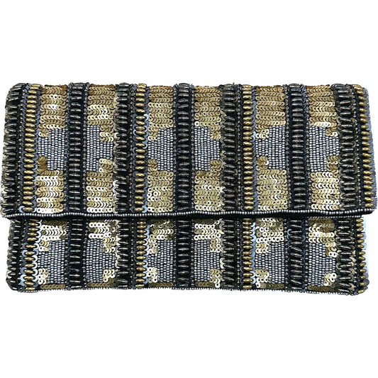 Antique Silver-Gold Beaded Clutch