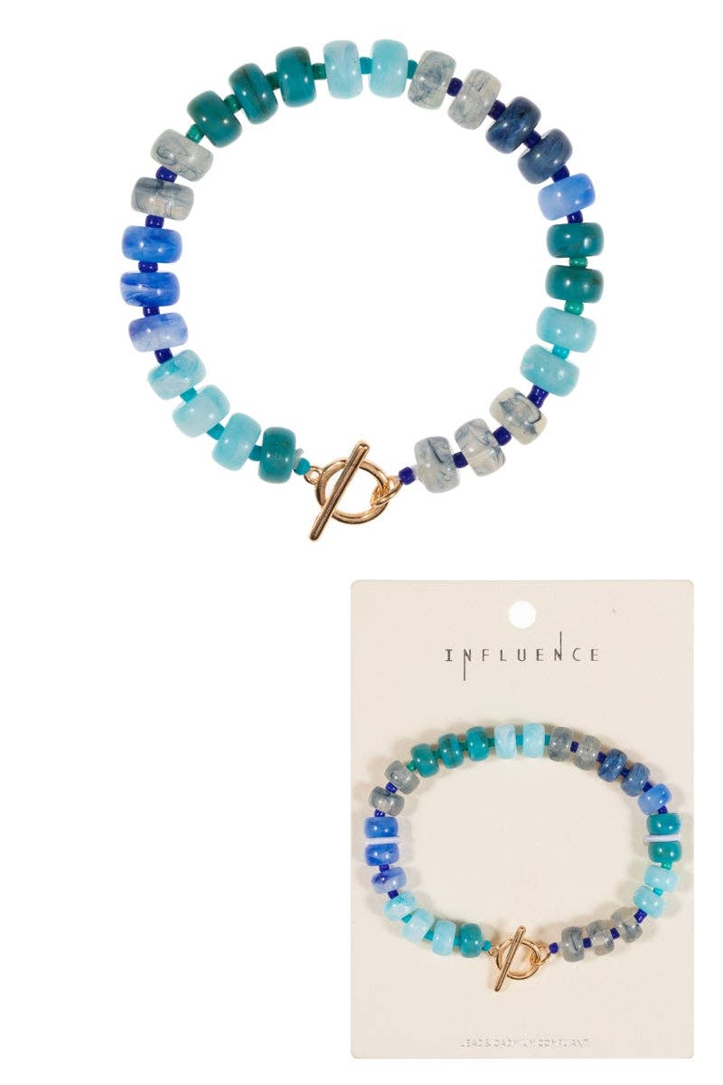 Small Ombre Beaded Mixed Stretch Bracelet