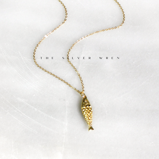 Gold Lucky Fish Pendant Necklace