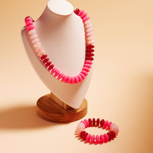 Disk Beaded Mixed Stretch Bracelet