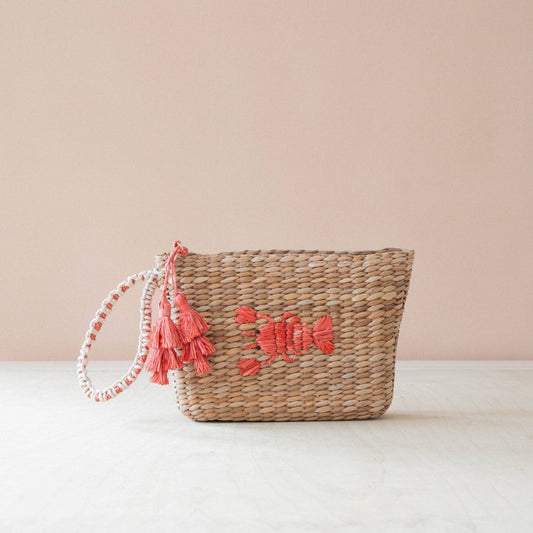 Mini Woven Pouch with Wristlet and Embroidered Lobster – Artisan Wristlet | LIKHÂ