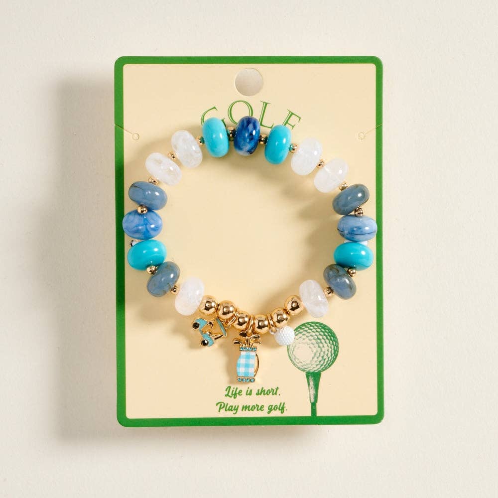 Golf Charm Beaded Bracelet
