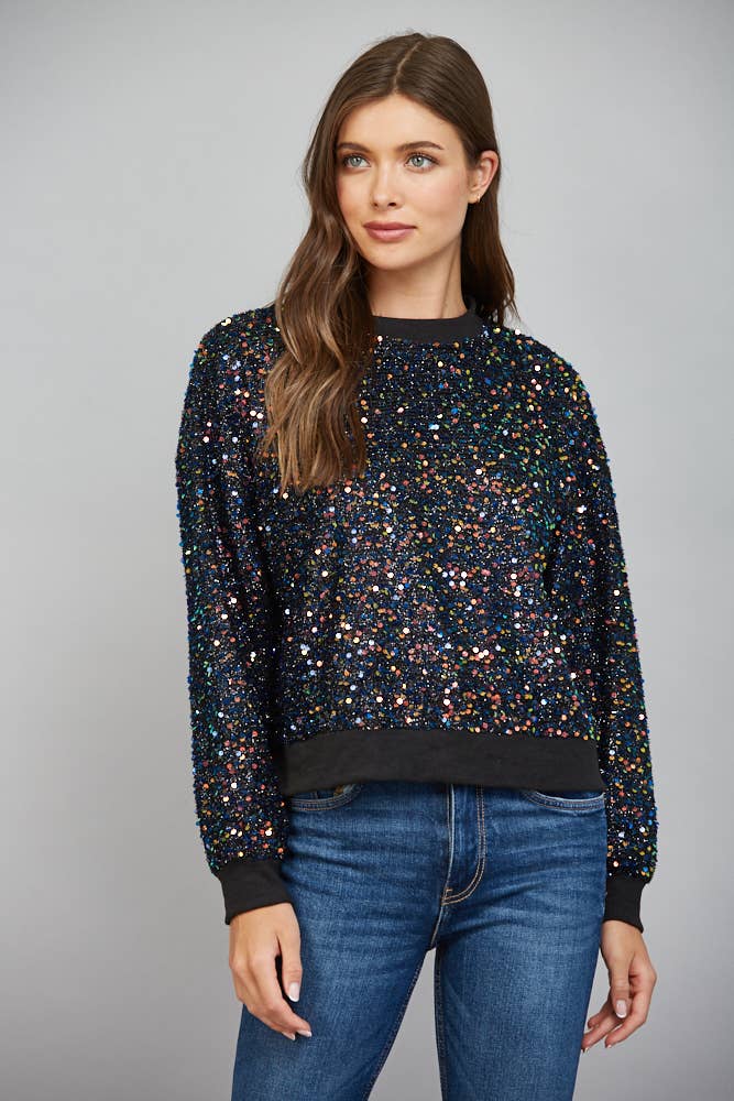 Sequin Round Neck Top