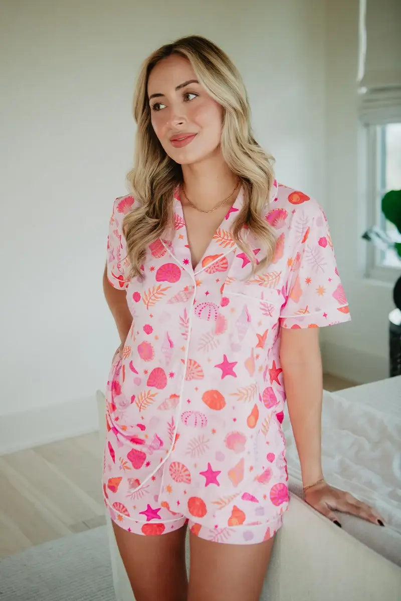 Beach Seashells Women's Pajama Shorts For Graduation