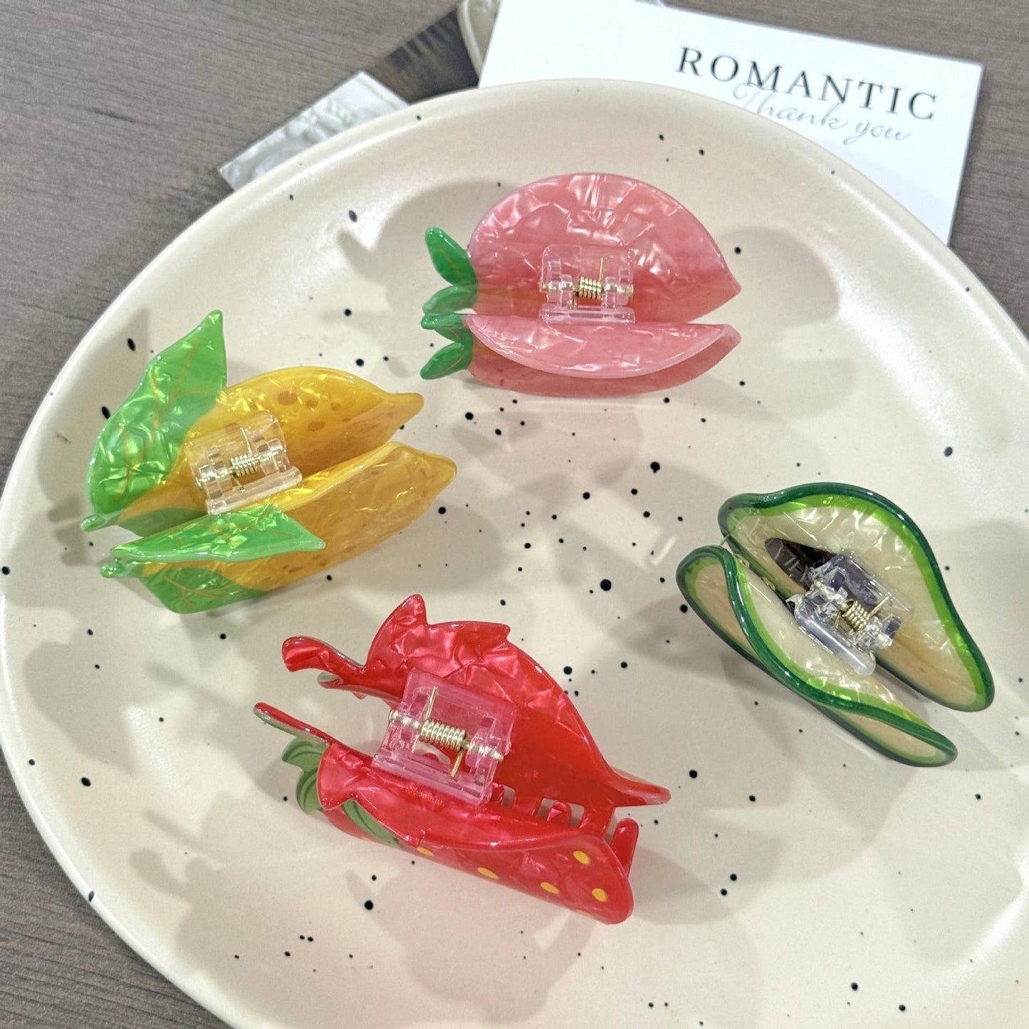 Fresh Fruit Design Hair Claw, Strawberry & Lemon Hair Clip