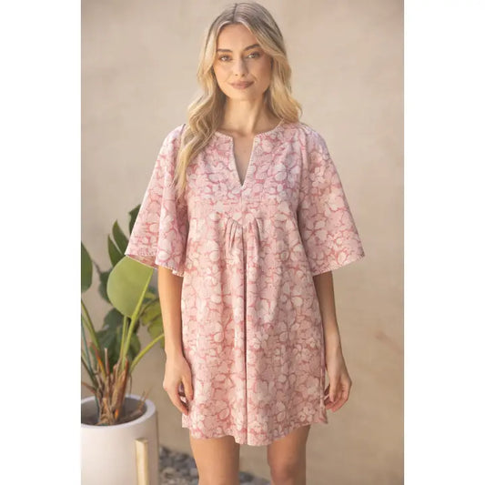 Stitch Detailed Short Sleeve Dress