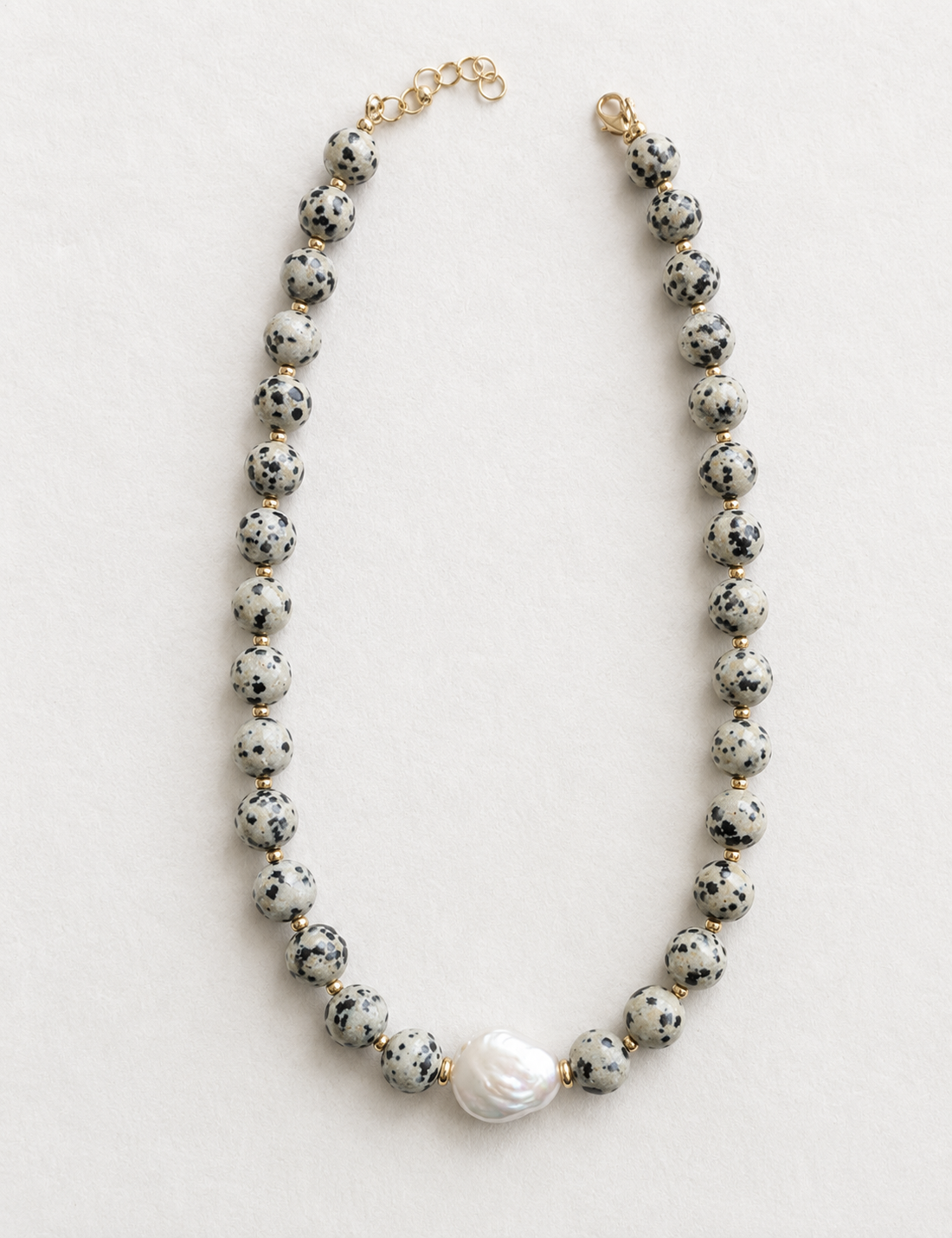 Dalmatian Jasper & Pearl Necklace
