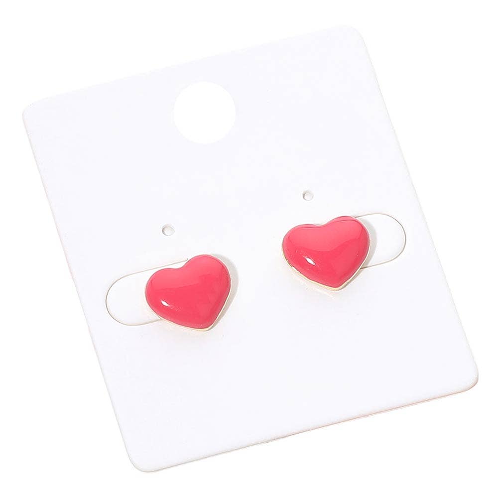 Enamel Heart Stud Earrings