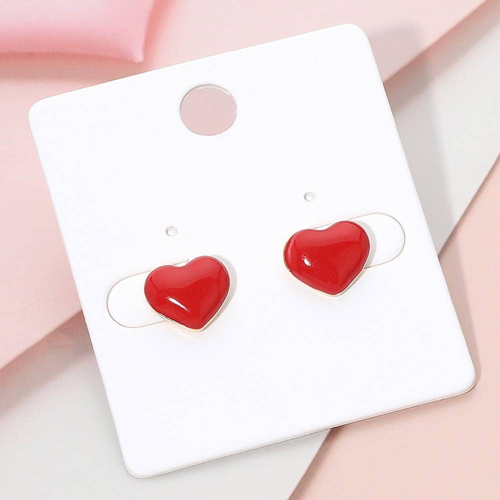 Enamel Heart Stud Earrings