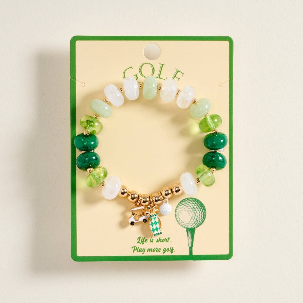 Golf Charm Beaded Bracelet