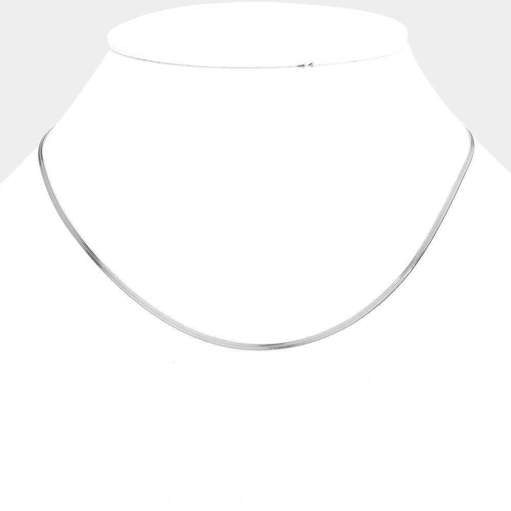 Stainless Steel Herringbone Chain Necklace