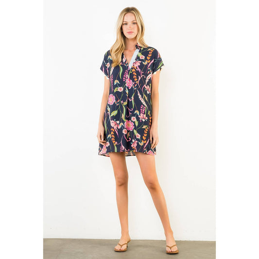 THML Short Sleeve Floral Pattern Dress