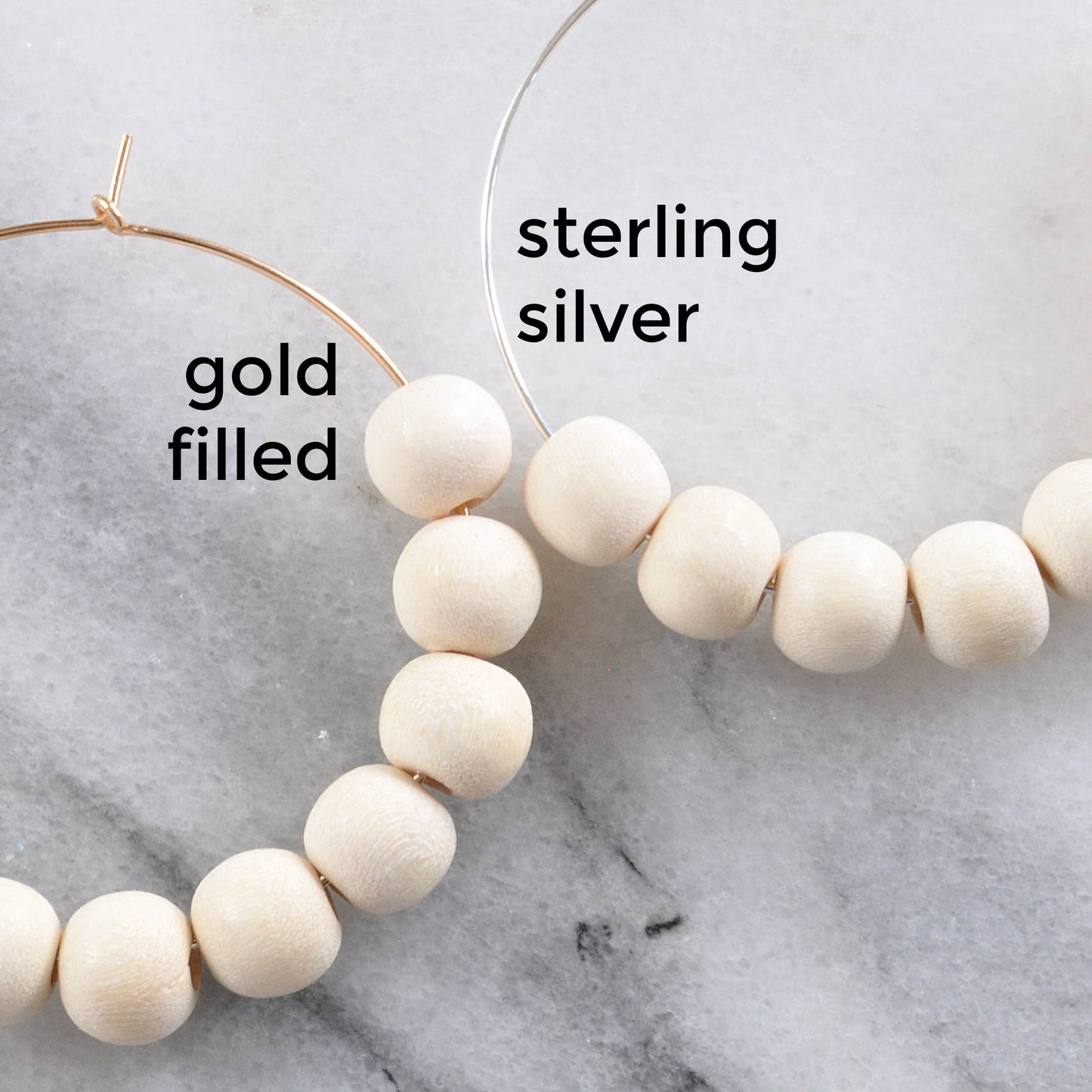 Wood Bead Hoop Earrings