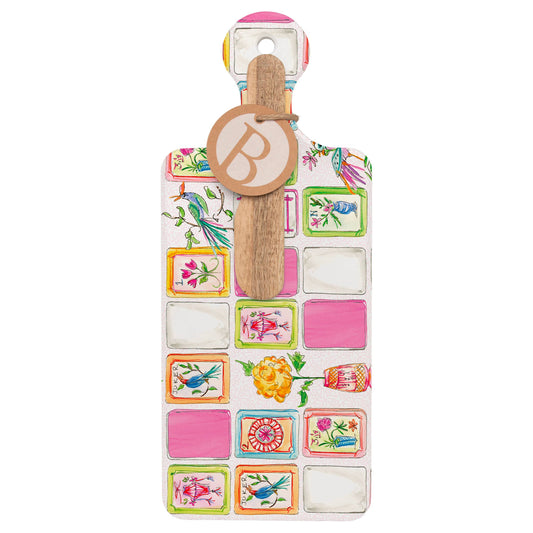 Mahjong Cheese Board & Wood Spreader Set