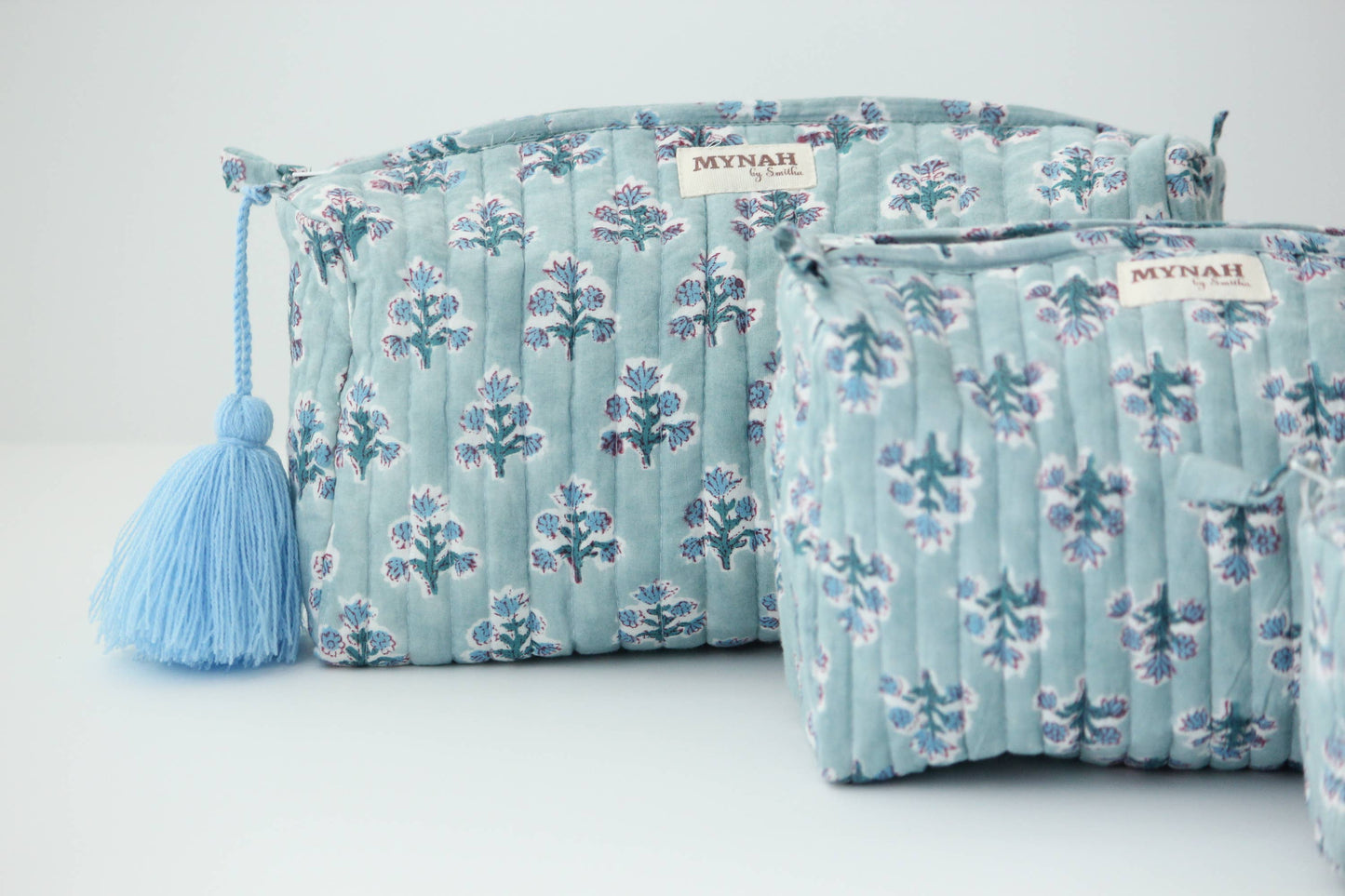 Block Print Quilted Make-Up Bag