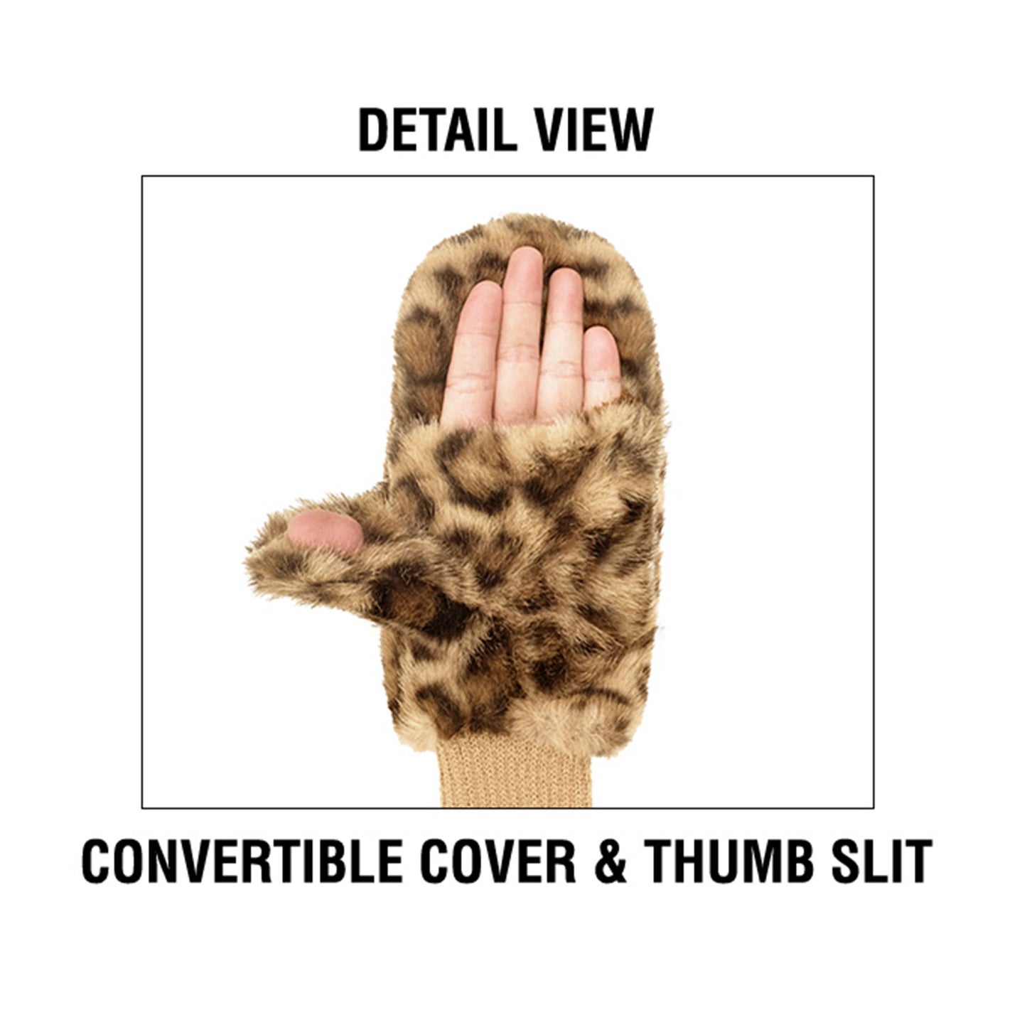 Leopard Fur Convertible Mittens