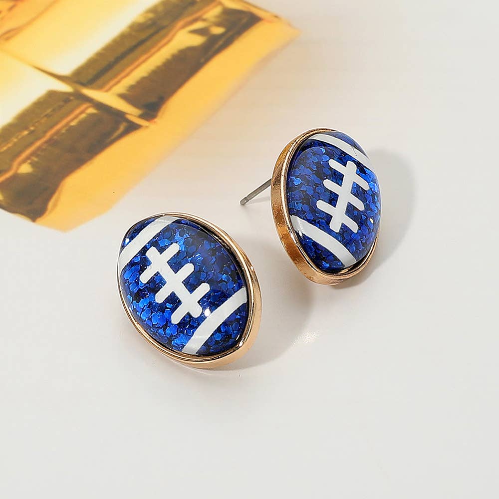 Glittered Football Stud Earrings