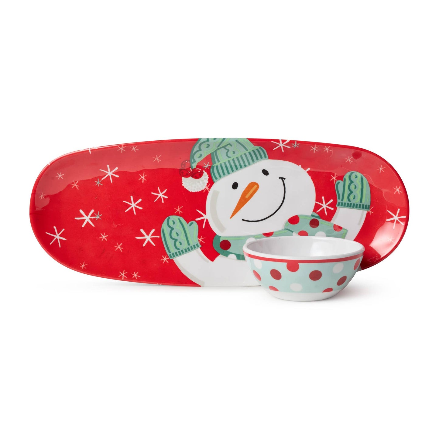 Snowman Melamine Tray and Bowl Gift