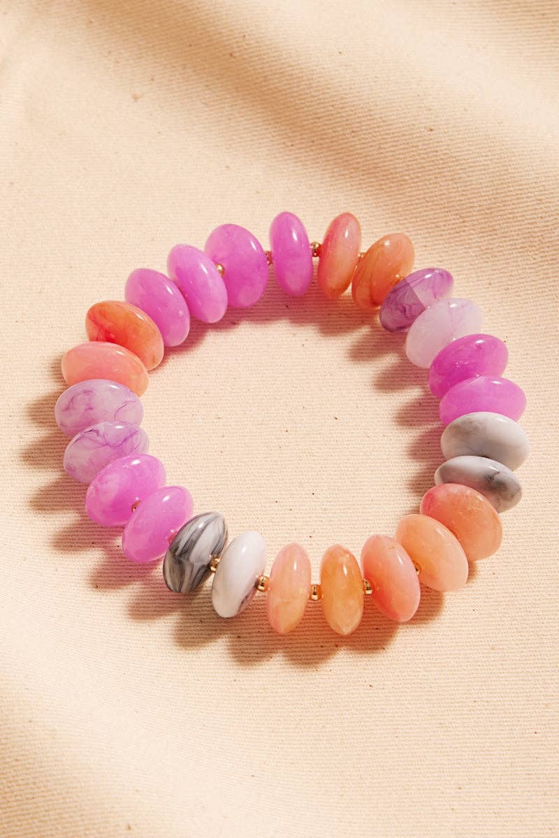 Disk Beaded Mixed Stretch Bracelet
