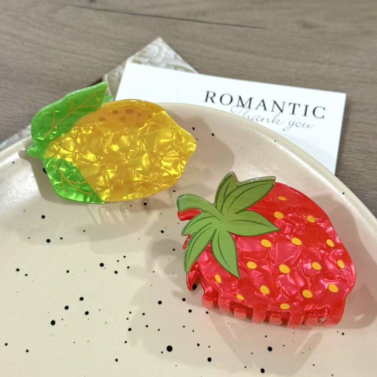 Fresh Fruit Design Hair Claw, Strawberry & Lemon Hair Clip