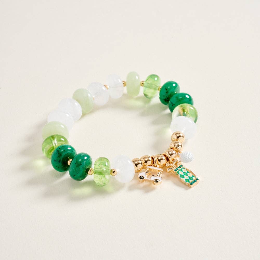 Golf Charm Beaded Bracelet
