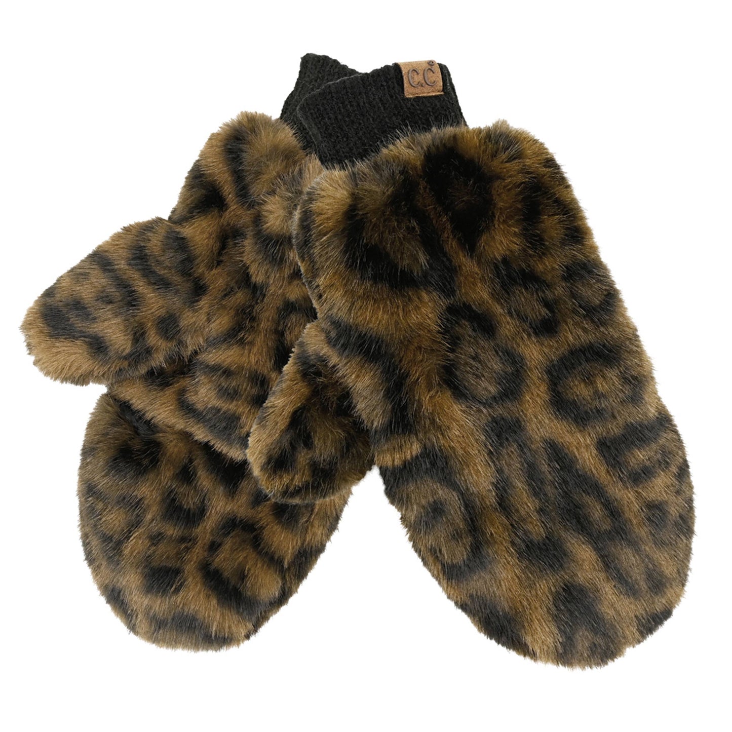 Leopard Fur Convertible Mittens