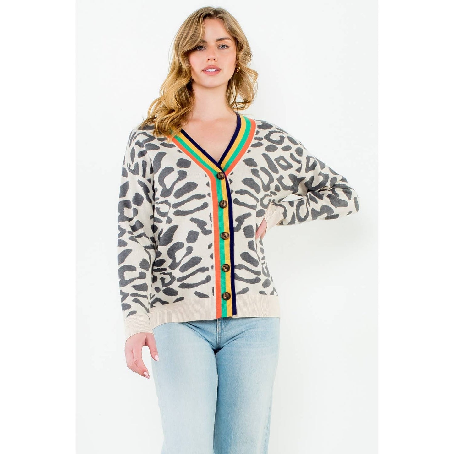 THML Leopard Button Up Cardigan