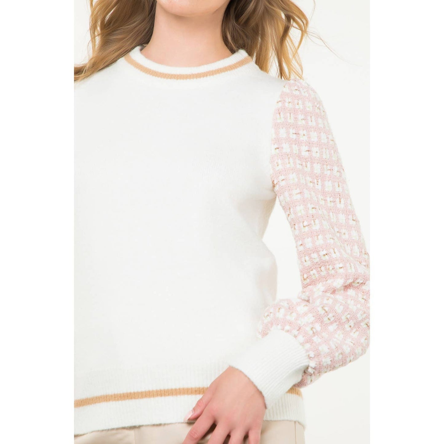 THML Tweed Sleeve Knit Sweater