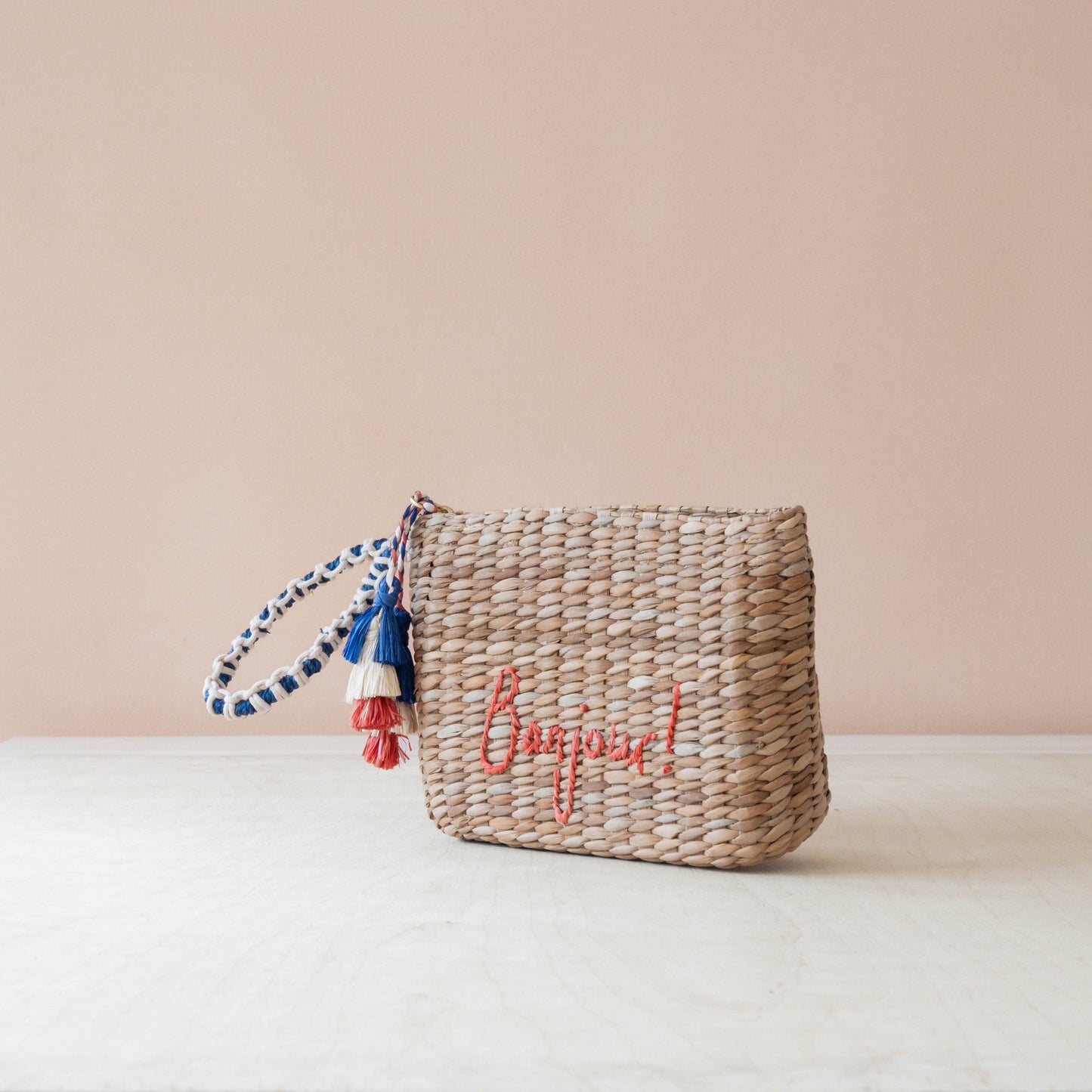 Hand Woven Embroidered Bonjour Wristlet