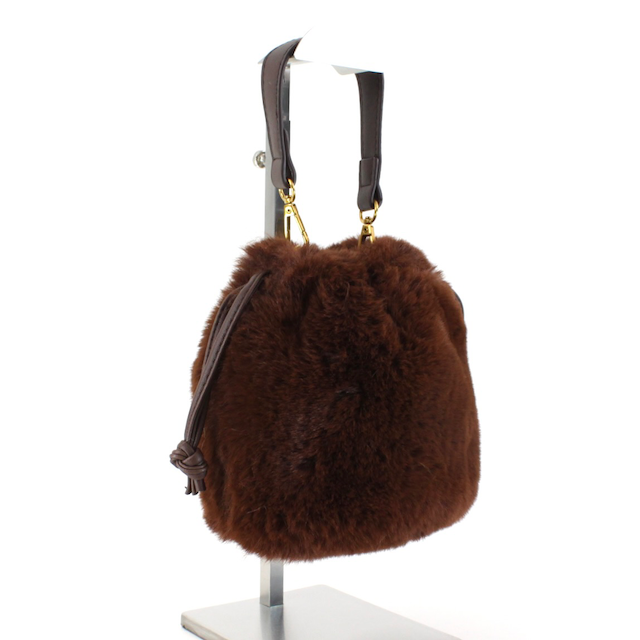 Faux Fur Drawstring Bucket Crossbody Bag