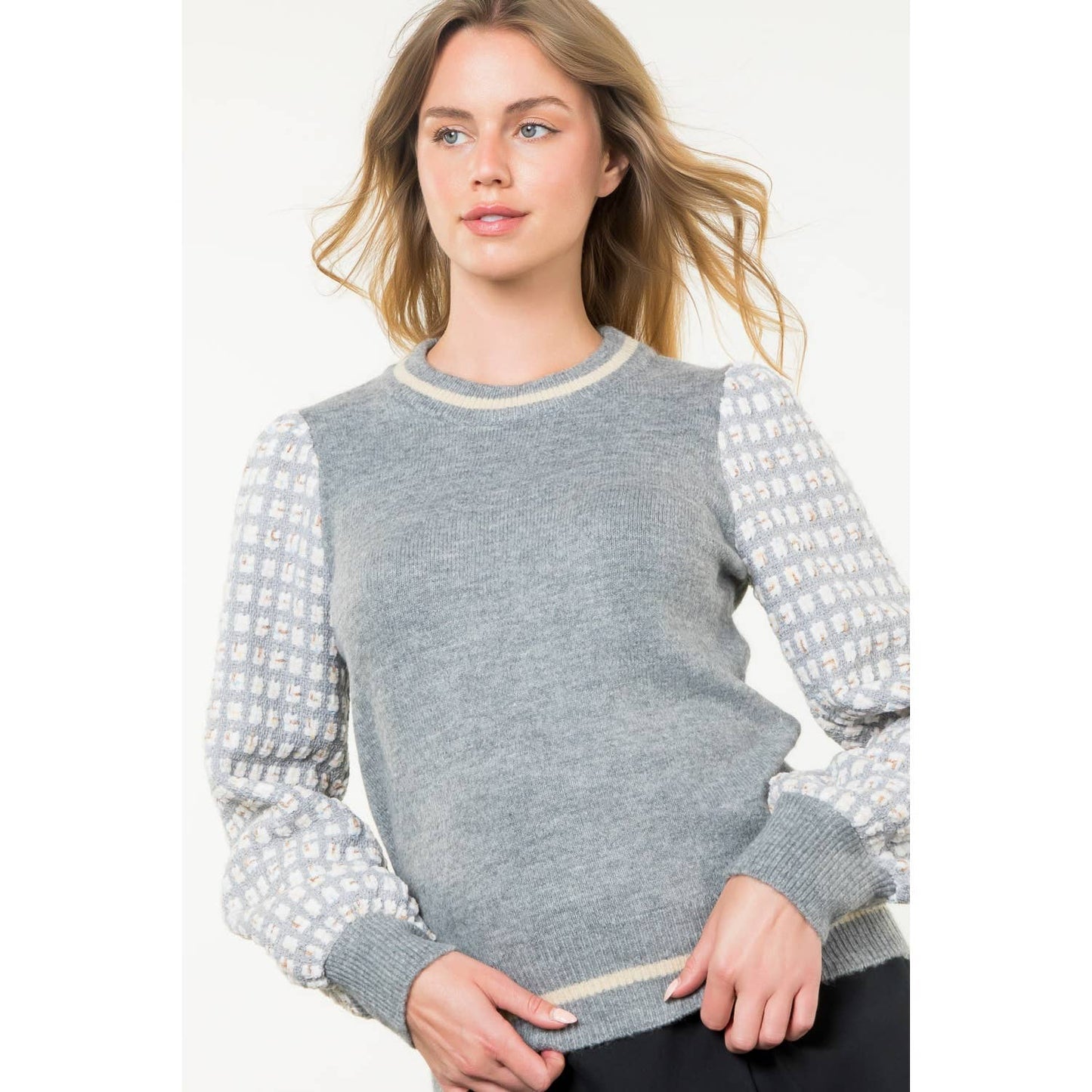THML Tweed Sleeve Knit Sweater