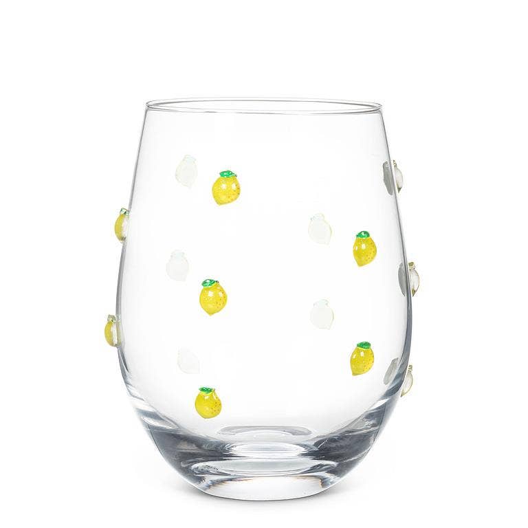 Stemless Icon Wine Glass with Lemons