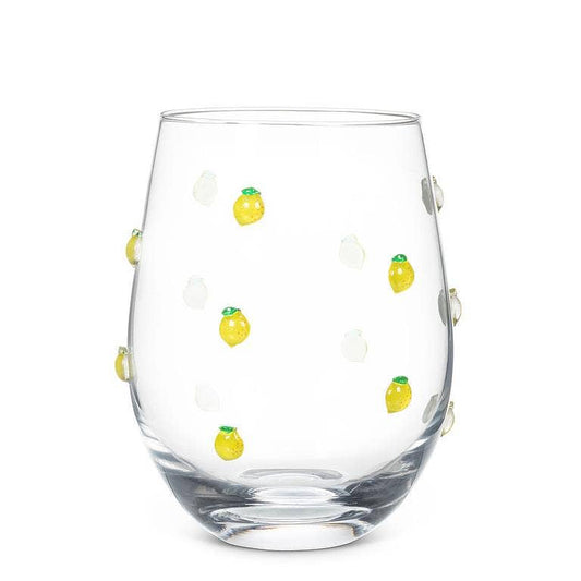 Stemless Icon Wine Glass with Lemons