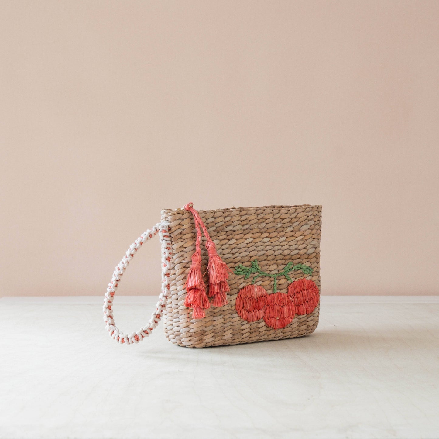 Mini Woven Pouch with Wristlet and Embroidered Tomato – Artisan Wristlet | LIKHÂ
