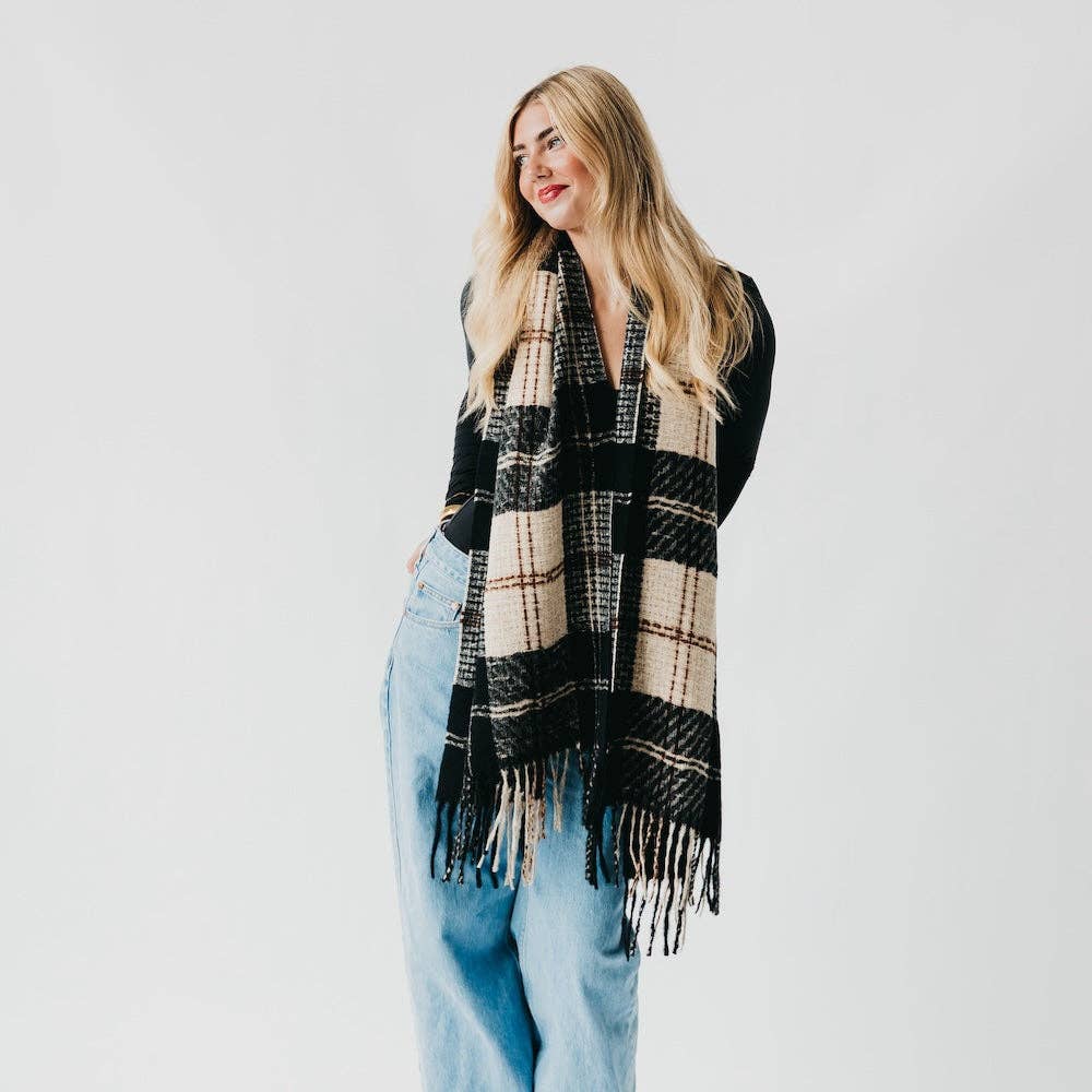 Penny Plaid Fringe Scarf