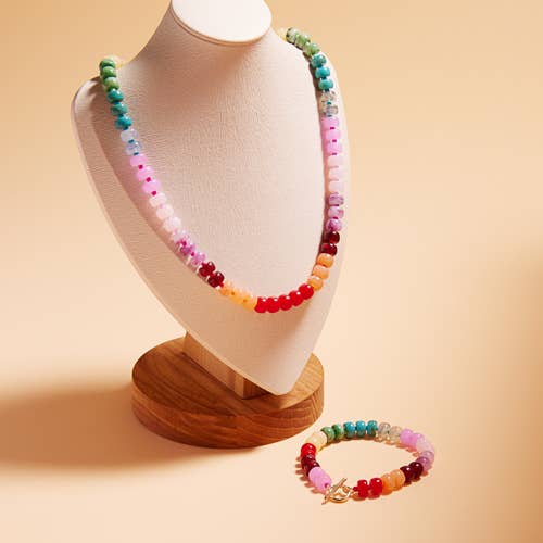 Small Ombre Beaded Mixed Stretch Bracelet