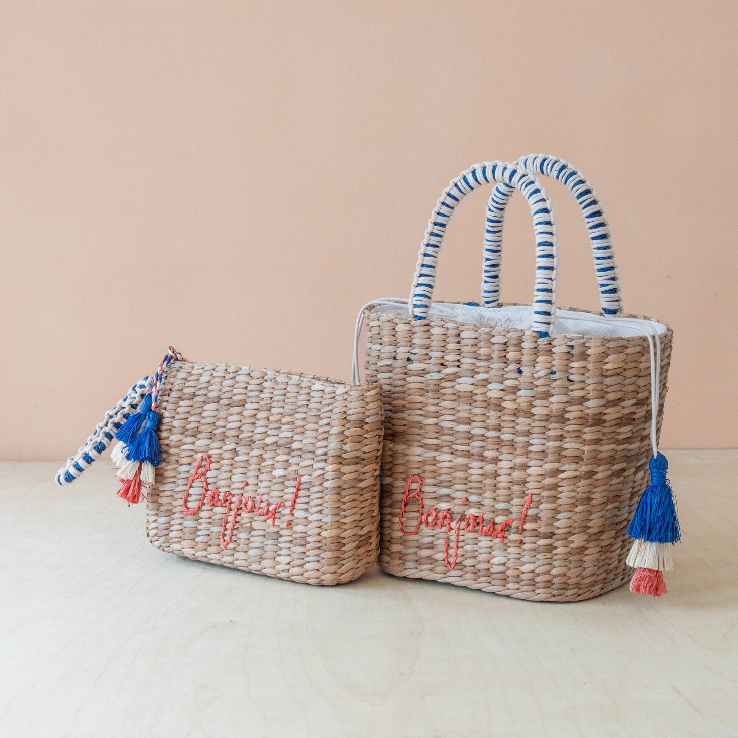 Hand Woven Embroidered Bonjour Wristlet