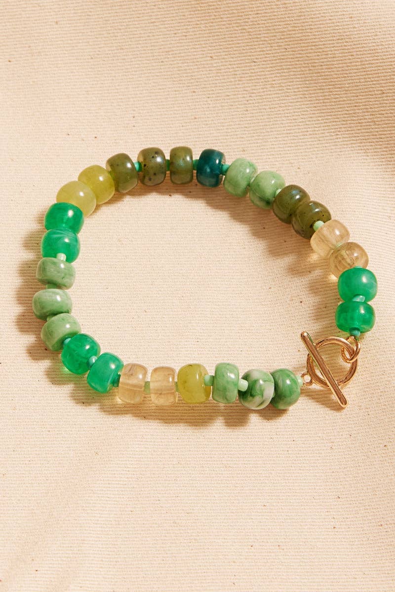 Small Ombre Beaded Mixed Stretch Bracelet