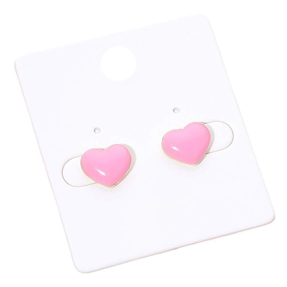 Enamel Heart Stud Earrings