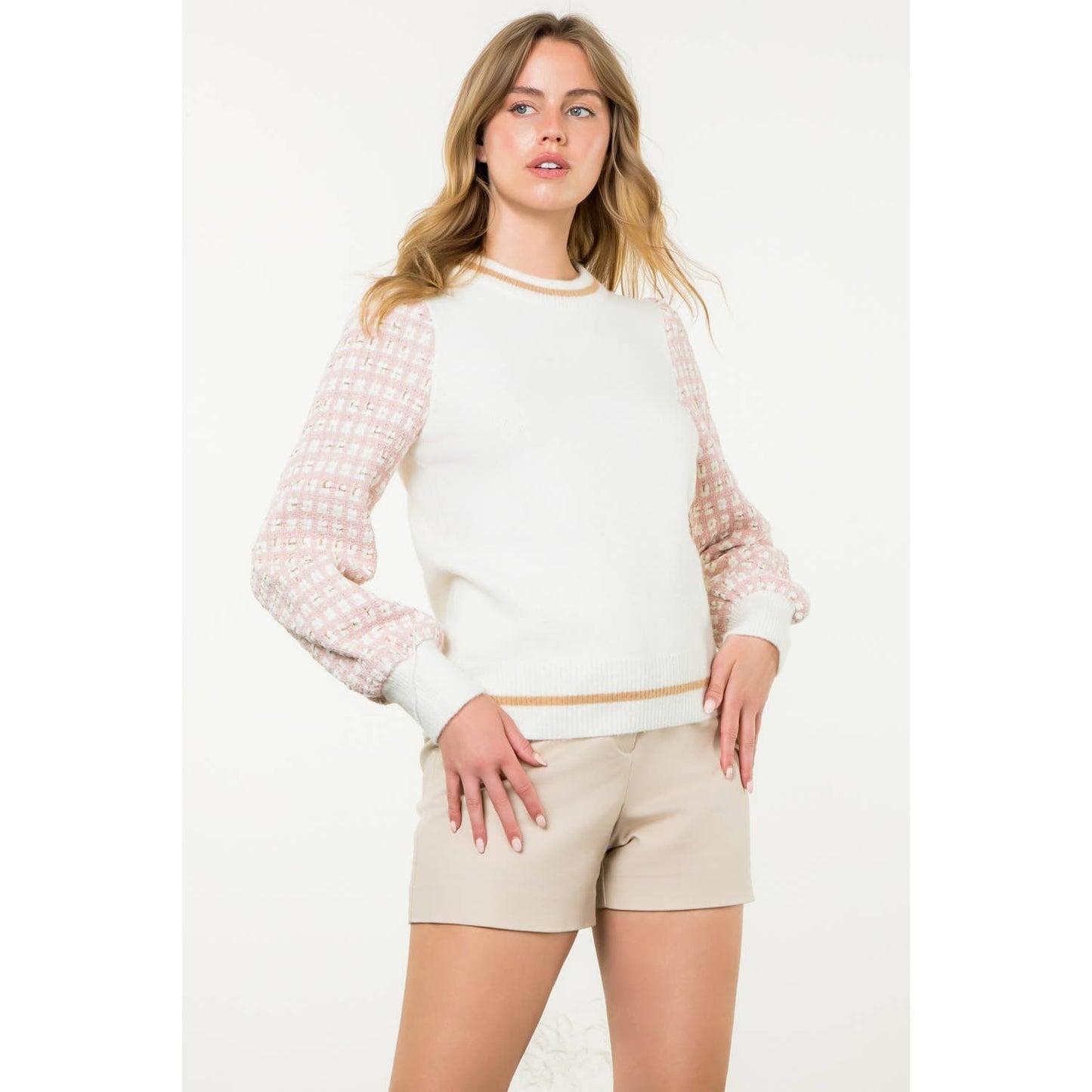 THML Tweed Sleeve Knit Sweater