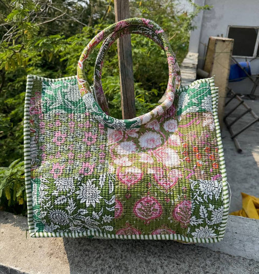 Patchwork Cotton Quilted Tote
