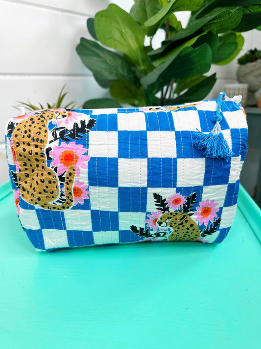 Quilted Jaguar Makeup Bag