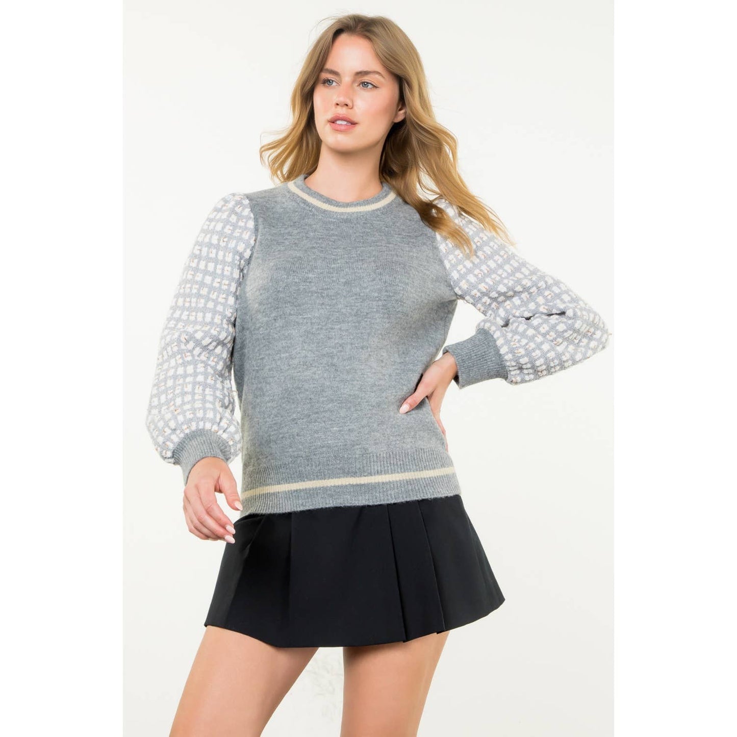 THML Tweed Sleeve Knit Sweater