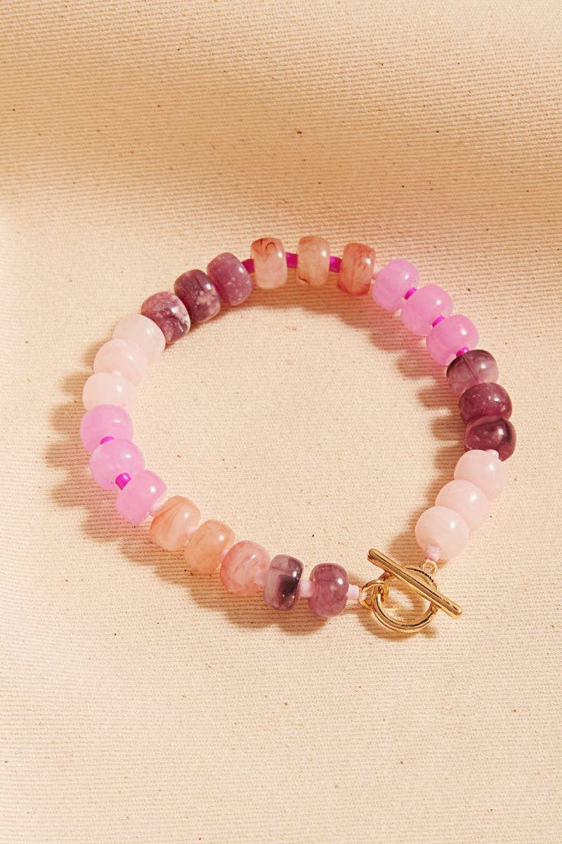 Small Ombre Beaded Mixed Stretch Bracelet