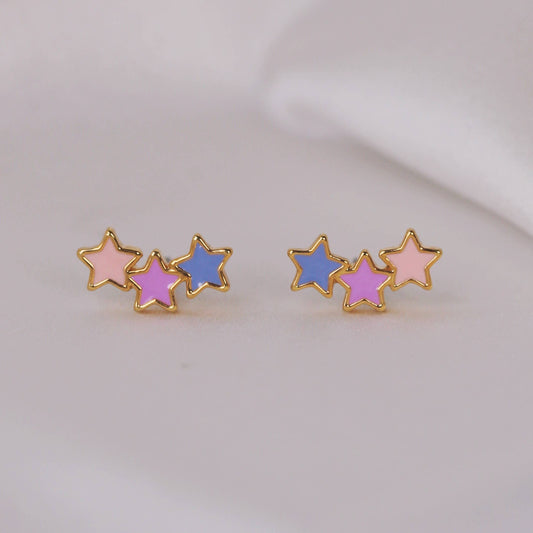 Pastel Star Stud Earrings, Enamel
