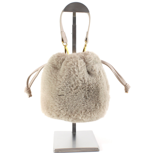 Faux Fur Drawstring Bucket Crossbody Bag