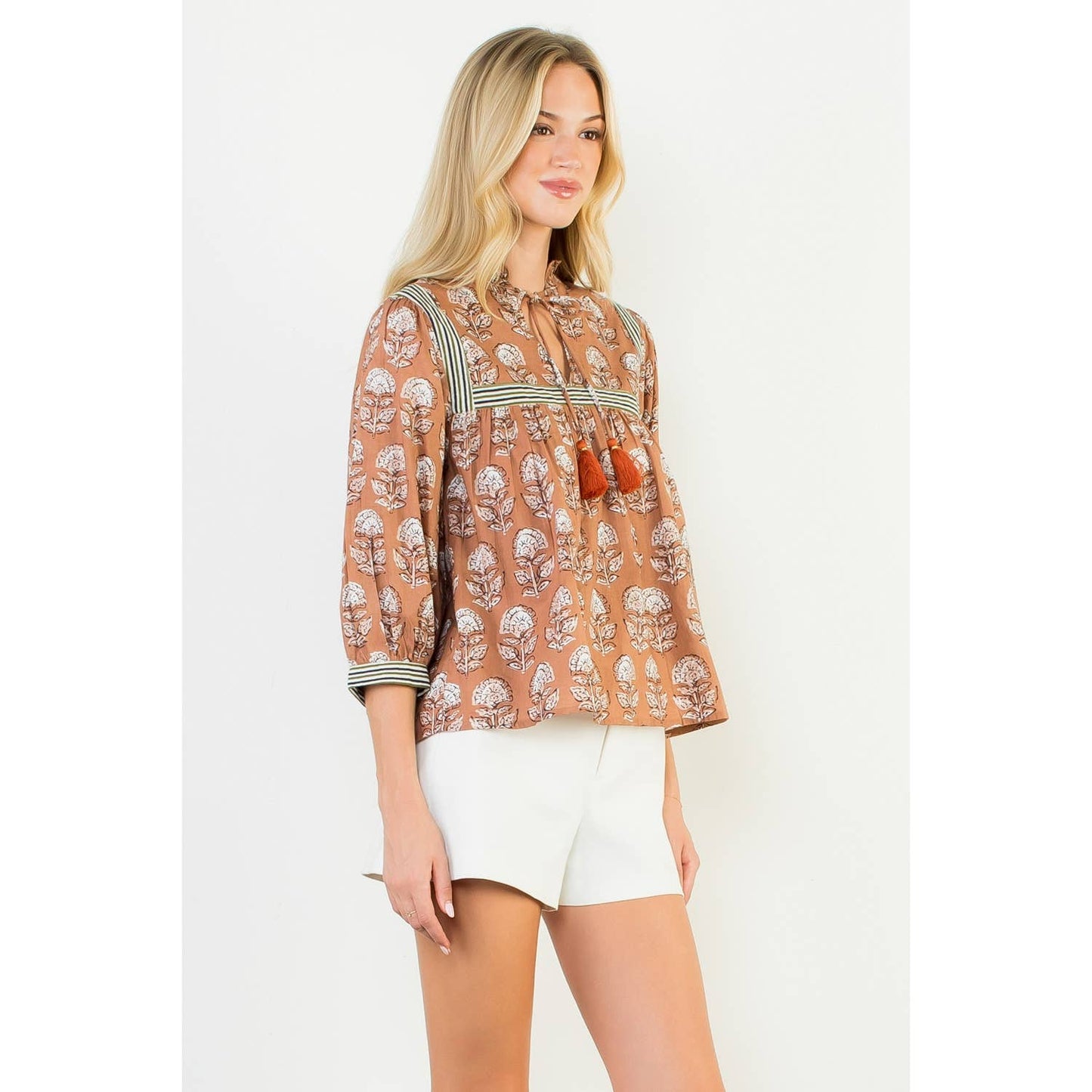 THML Floral Tassel Top