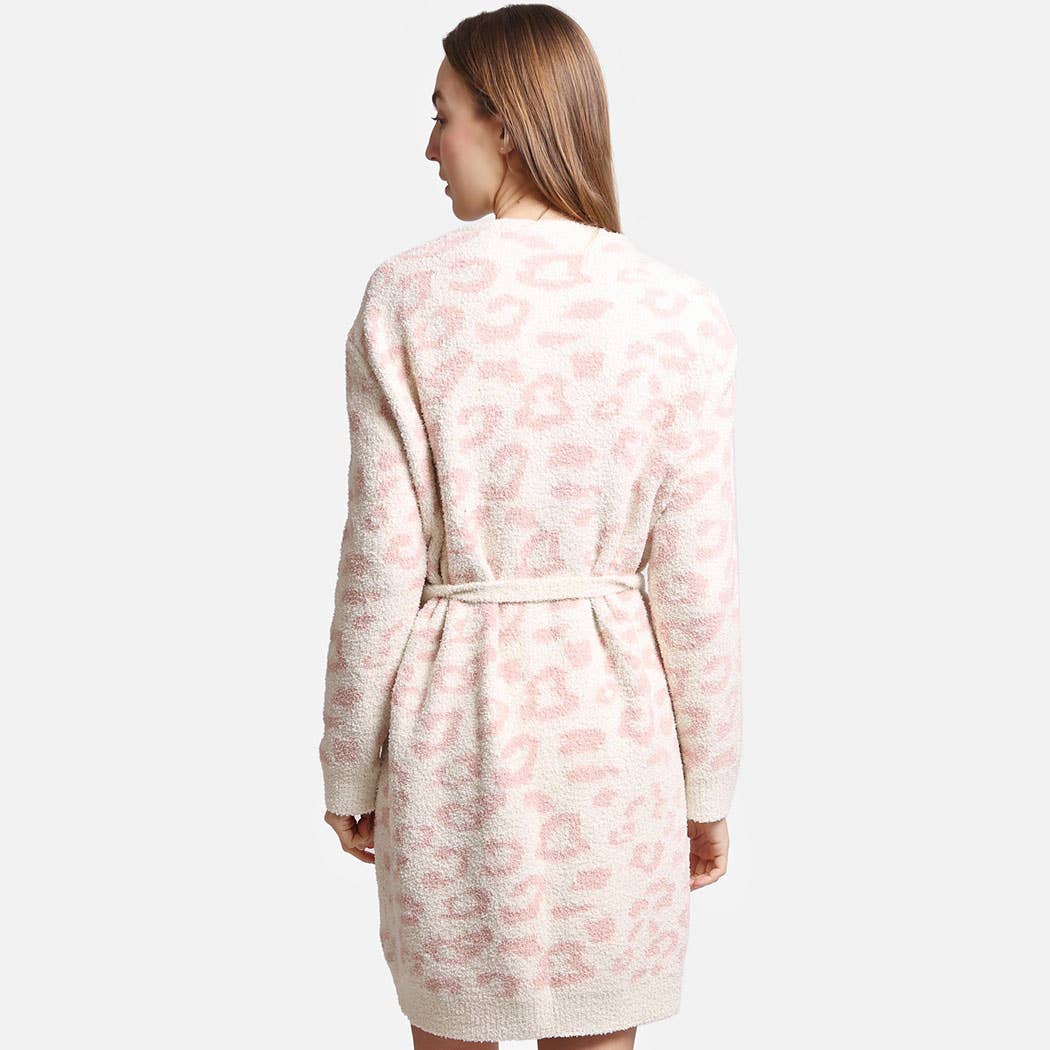 Leopard Print Soft Robe w Pockets & Belt